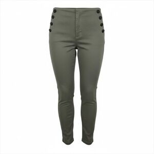 LOFT Marisa Sailor Button High Rise Skinny‎ Pants Olive Green Size 8P Career EUC
